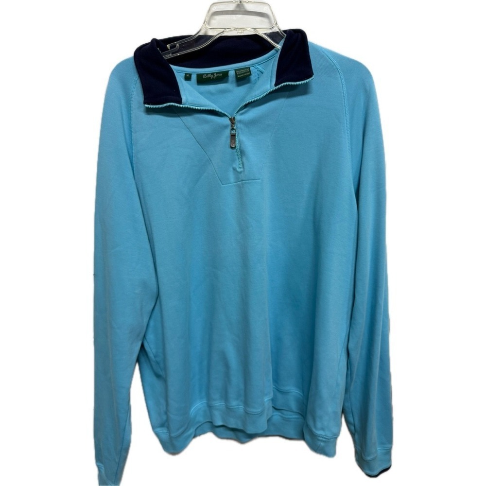 Bobby Jones Golf Pima Cotton Pullover 1/4 Zip Sweatshirt Polo Blue Size XL